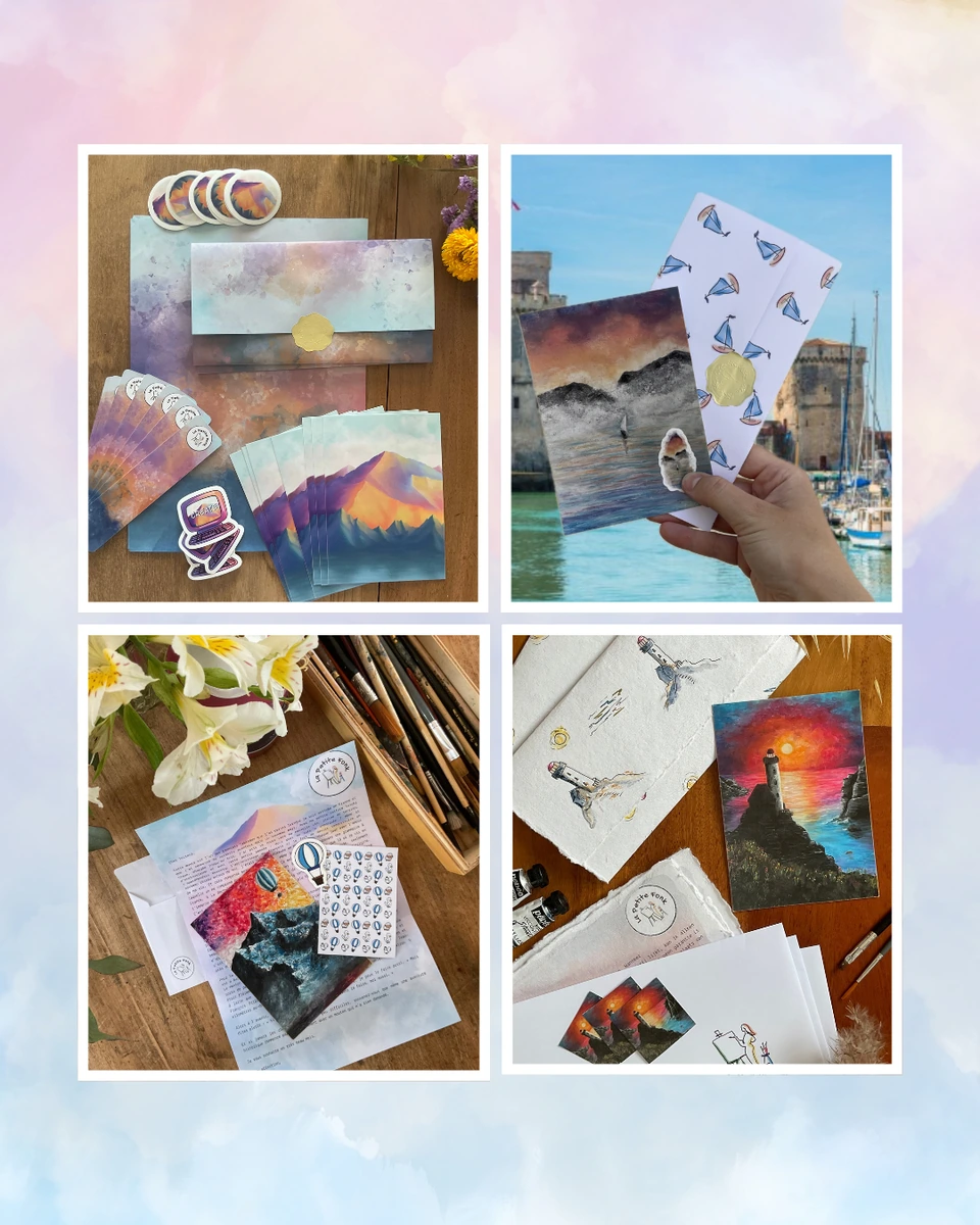 Examples of Mail Club art cards, letters and goodies